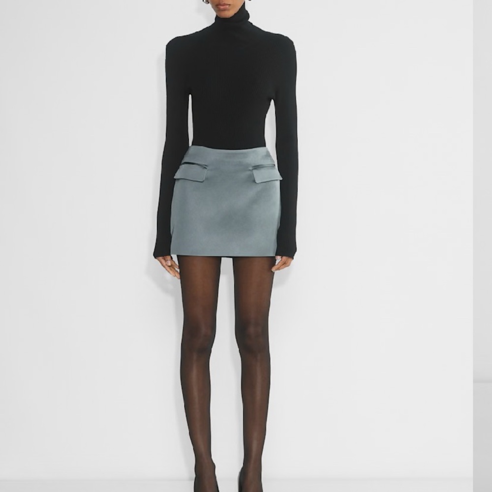 Aritzia NWT Satin Grey Micro Tube Skirt